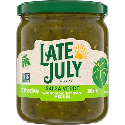 Late July Snacks Salsa Verde with Roasted Tomatillos, Medium, 15.5 oz Jar