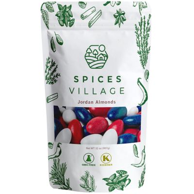 Spices Village Patriotic Jordan Almonds, July 4th Mix, Red White and Blue Candied Almonds, 32 oz, Perfect for Parties, Favors, and Gifting, Kosher Certified
