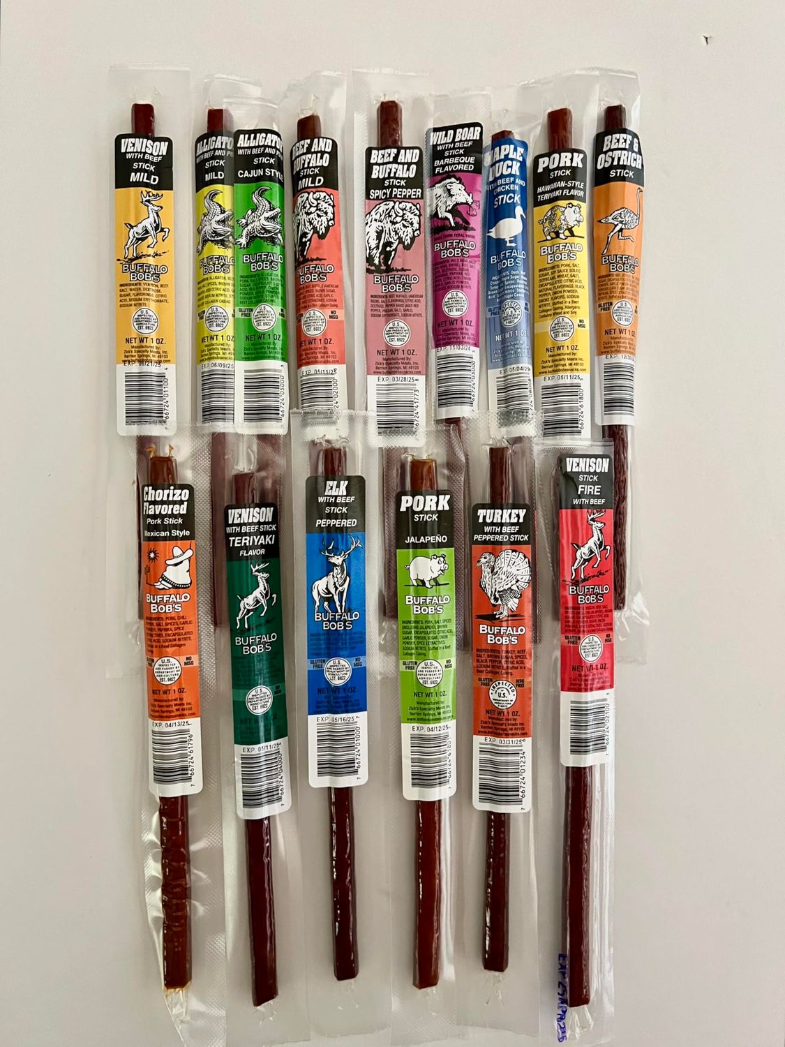 Jerky Dynasty Buffalo Bob's Mixed Jerky Variety Pack - 15-Piece Assortment of Exotic Meats including Wild Boar, Venison and Aligator - Gourmet Beef Jerky &amp; Beef Sticks with Unique Flavors