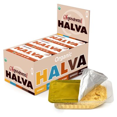 Organic OhGoodness! Honey Halva - Case Of 12 - Only THREE Simple Ingredients, Melt-in-Mouth Snack &amp; Dessert, Honey Sweetened Treat Paleo Approved - (Honey - Almond) 75g Each
