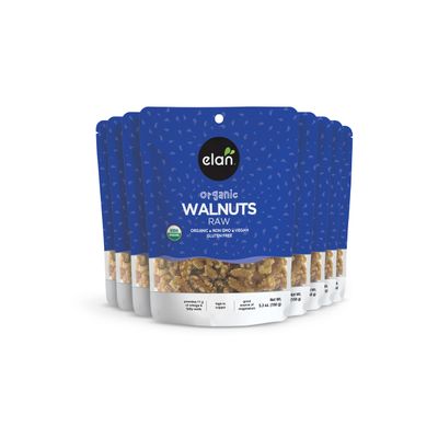 Elan Organic Walnuts, Raw Nuts, Unsalted, Unroasted, No Shell, Non-GMO, Vegan, Gluten-Free, Kosher, Healthy Snacks, 8 pack of 5.3 oz