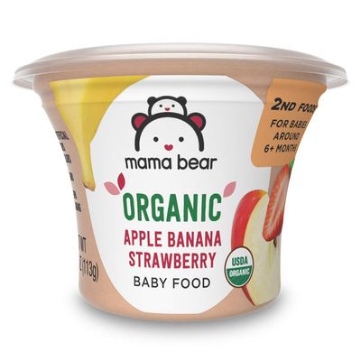 Amazon Brand - Mama Bear Organic Baby Food, Apple Banana Strawberry, vegetarian, 3.98 ounce (Pack of 12)