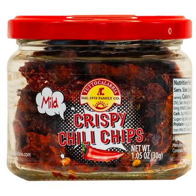 TUTTOCALABRIA Crisp Chili Chips (Mild) Madewith Sweet Pepper Dry, without Oil, Madewith Sweet Calabrian peppers, Produc of Italy, 1.05oz (30g)