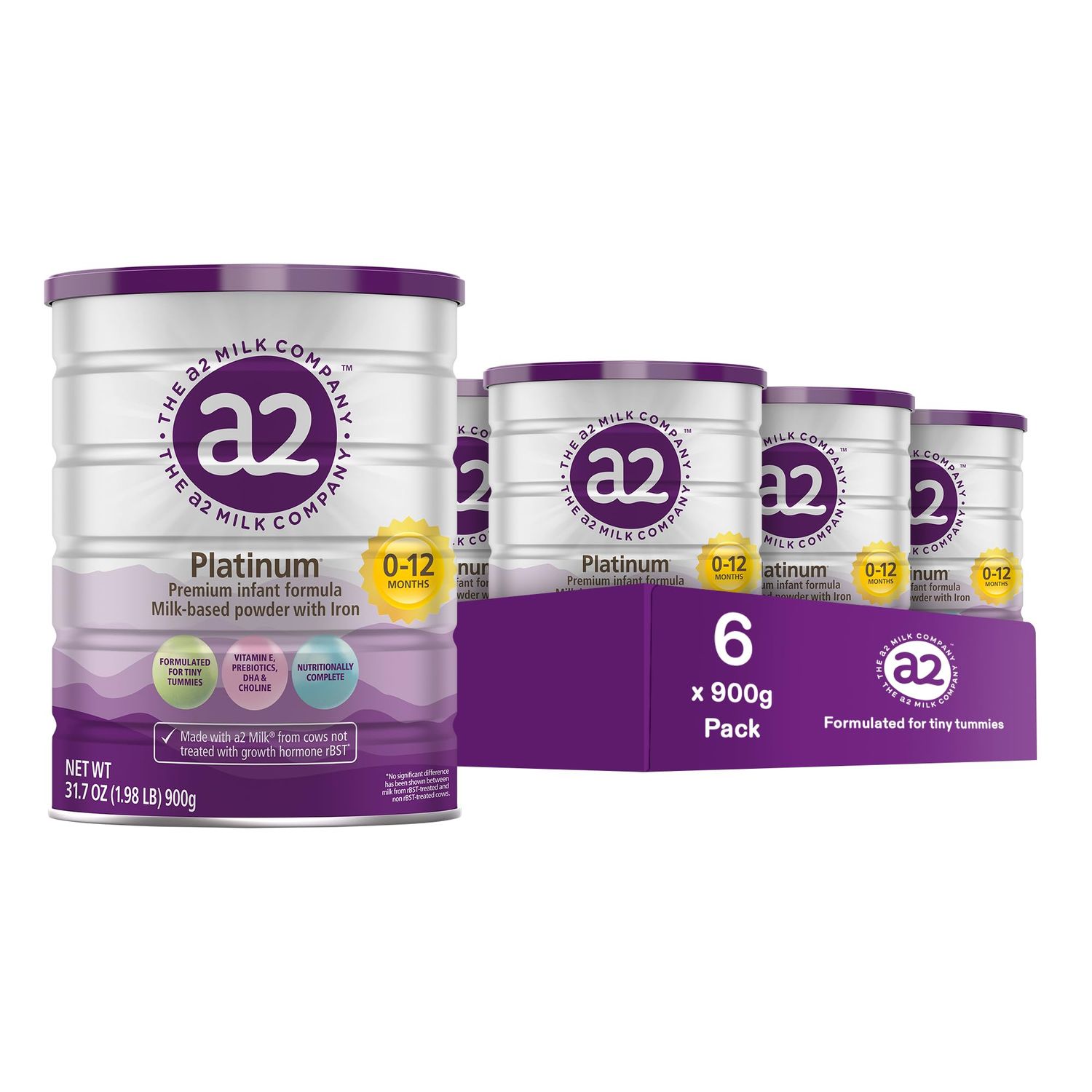 a2 Platinum Premium Infant Formula for Babies ages 0-12 Months, Milk-Based Powder with Iron. Nutritionally Complete, made with Pure and Natural a2 Milk - 31.7- oz Can - 6 Pack