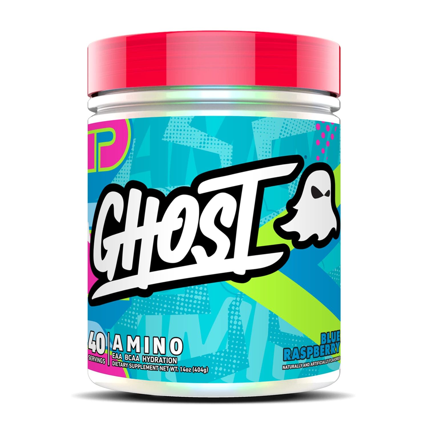 GHOST Amino: Essential Amino Acid Supplement, Blue Raspberry - 40 Servings - Intra-Workout Powder for Hydration &amp; Recovery 4.5g BCAA &amp; 5.5g EAA - Soy &amp; Gluten-Free, Vegan