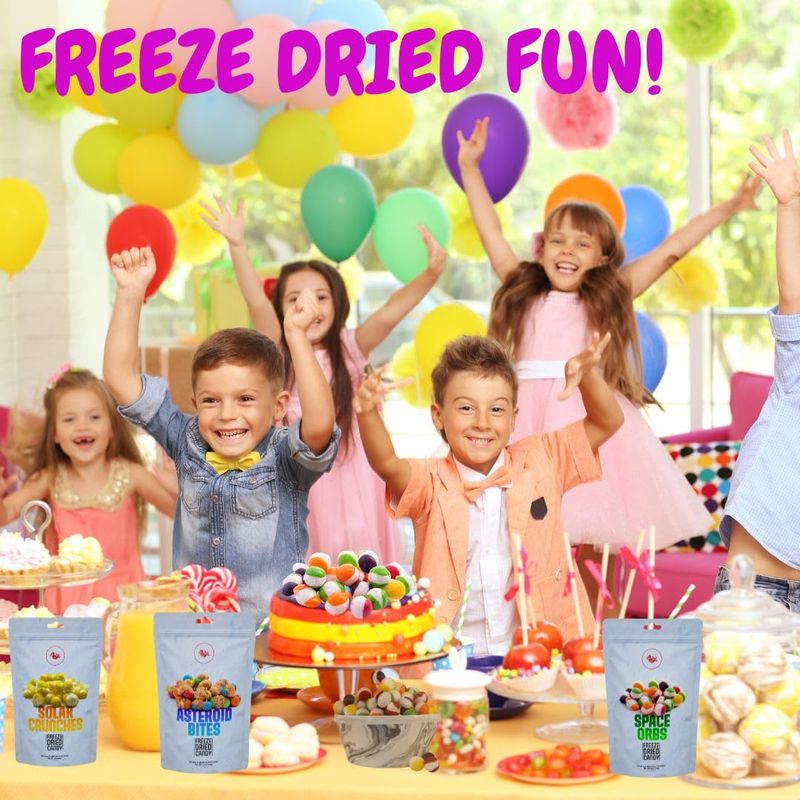 Space Orbs 6 oz. Freeze Dried Candy, Assortment Strawberry, Orange, Lemon, Grape, Lime Flavors, Ideal Gift Snack Crunchy Candies