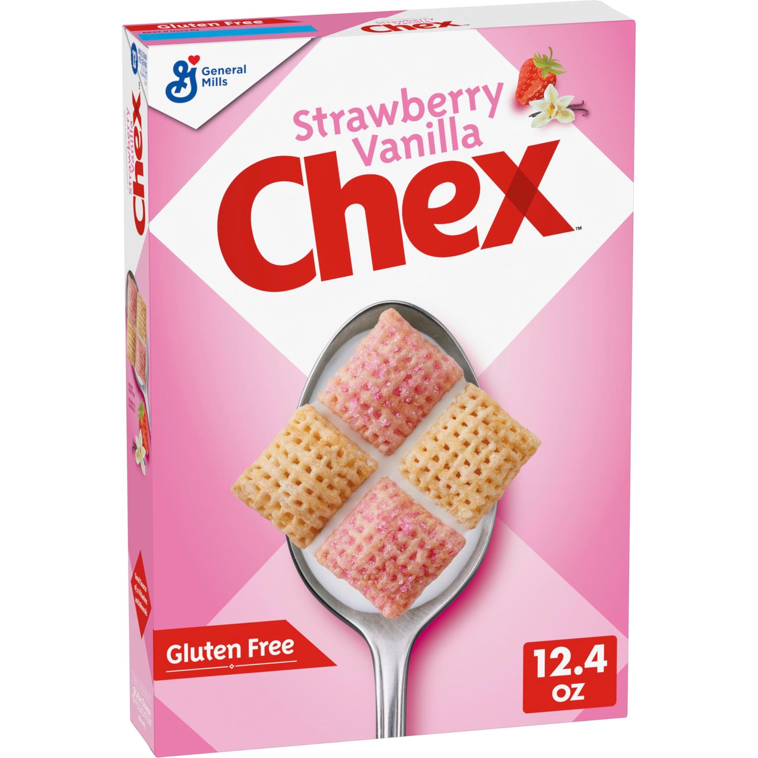 Strawberry Vanilla Chex Cereal, Gluten Free Breakfast Cereal, Made with Whole Grain, 12.4 oz