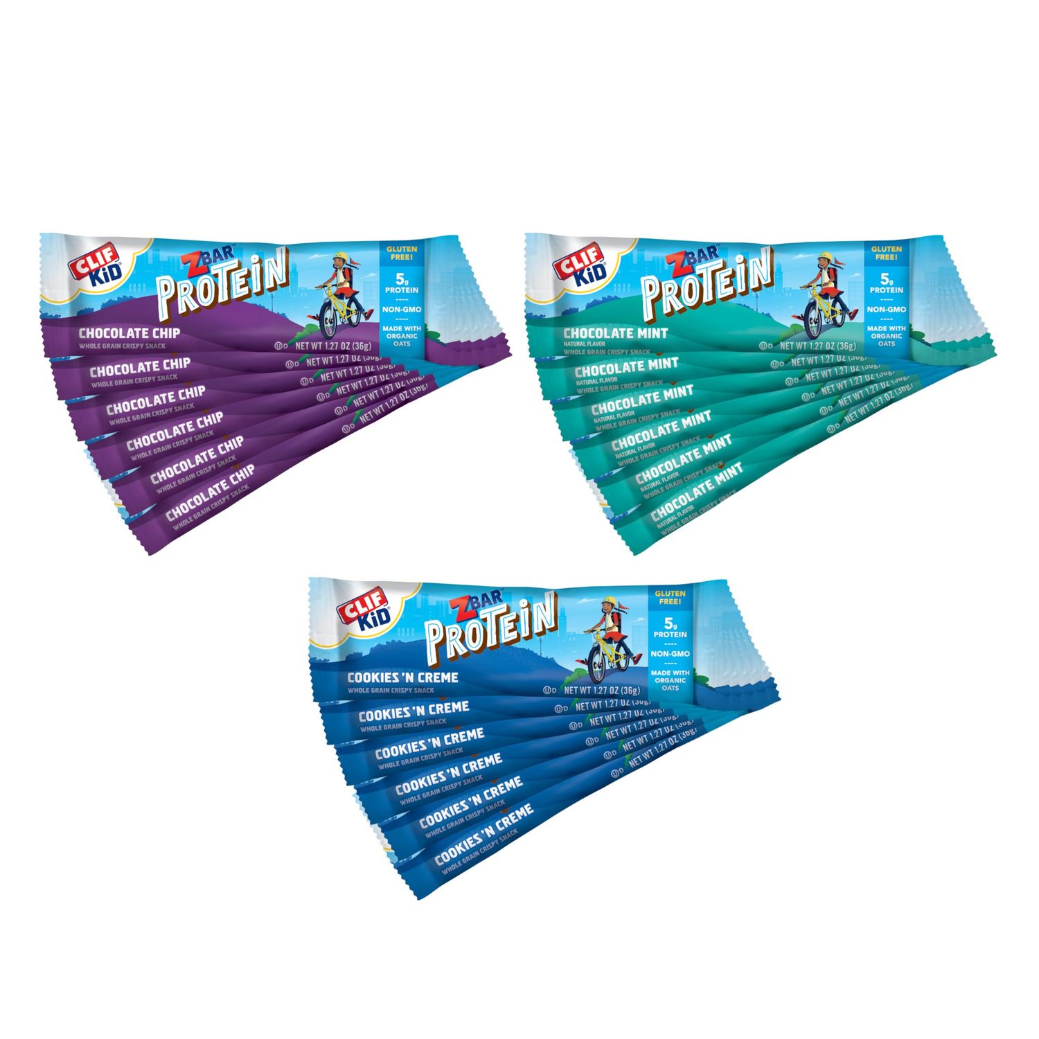 Zbar Protein - Chocolate Chip, Chocolate Mint, and Cookies &#39;n Creme - Variety Pack - Crispy Snack Bars - Made with Organic Oats - Non-GMO - 5g Protein - Gluten Free Protein Bars (18 Pack)