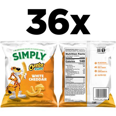 Simply, Cheetos Puffs White Cheddar, 0.875 Ounce (Pack of 36)