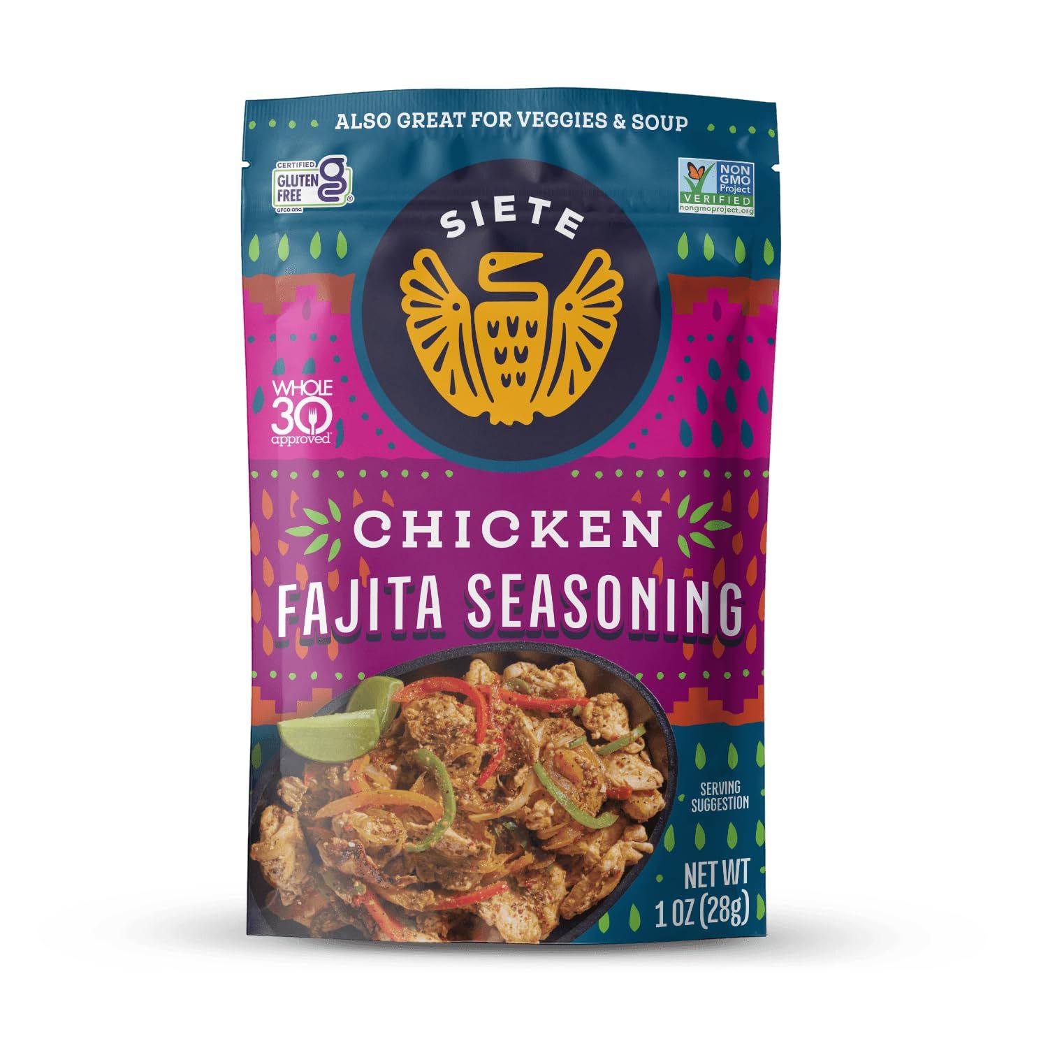 Chicken Fajita Seasoning Mix  Seasoning for Chicken and Veggies  Gluten Free  Vegan  Non GMO  Whole30 Approved  6 Packets (42 Servings)