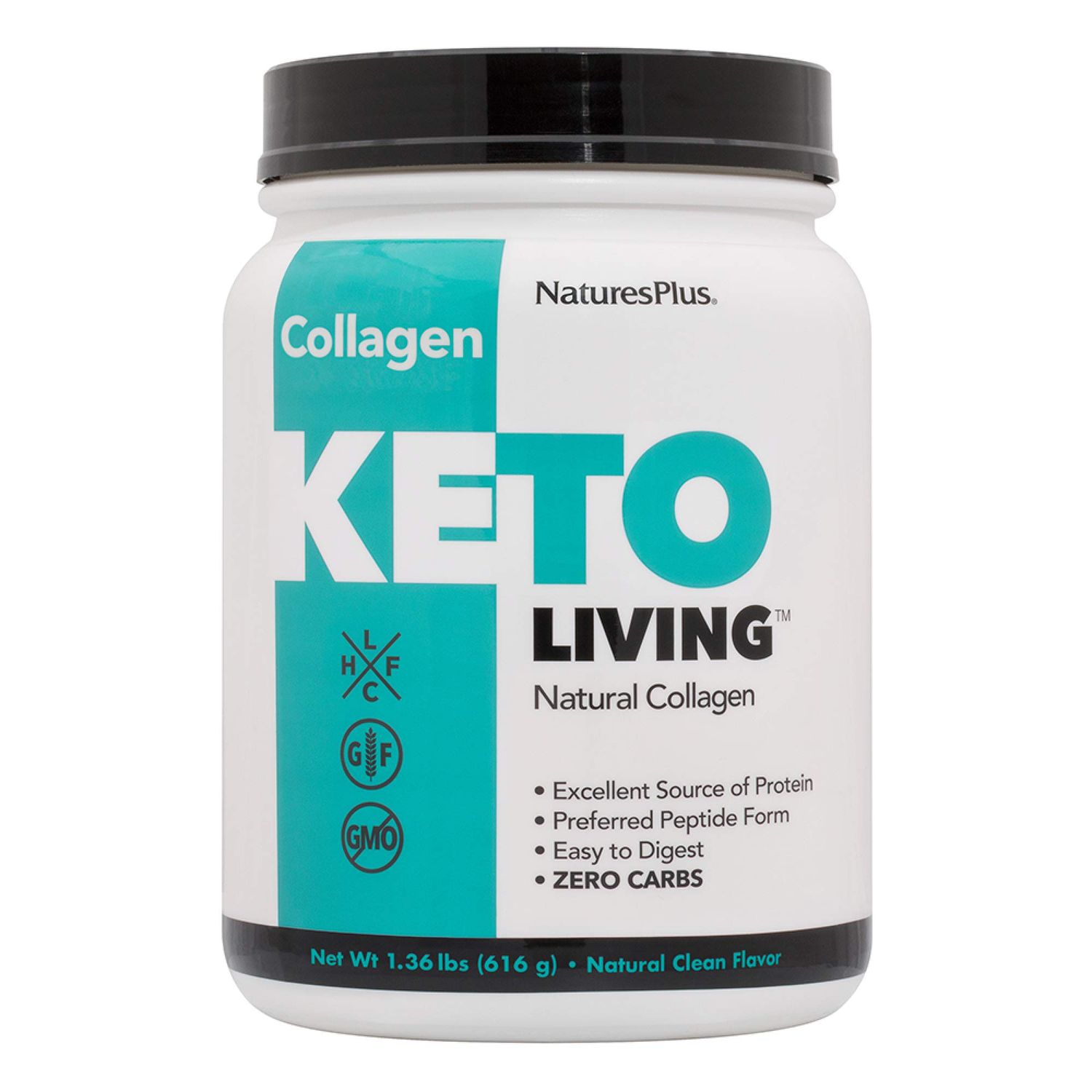 Natures Plus KetoLiving Natural Collagen, Unflavored - 1.36 lb Tub - Ketogenic Protein Powder - Supports Immune &amp; Gut Health, Joint Mobility &amp; Hair, Skin &amp; Nails - Gluten-Free, Non-GMO - 28 Servings