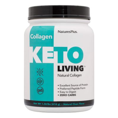 Natures Plus KetoLiving Natural Collagen, Unflavored - 1.36 lb Tub - Ketogenic Protein Powder - Supports Immune &amp; Gut Health, Joint Mobility &amp; Hair, Skin &amp; Nails - Gluten-Free, Non-GMO - 28 Servings