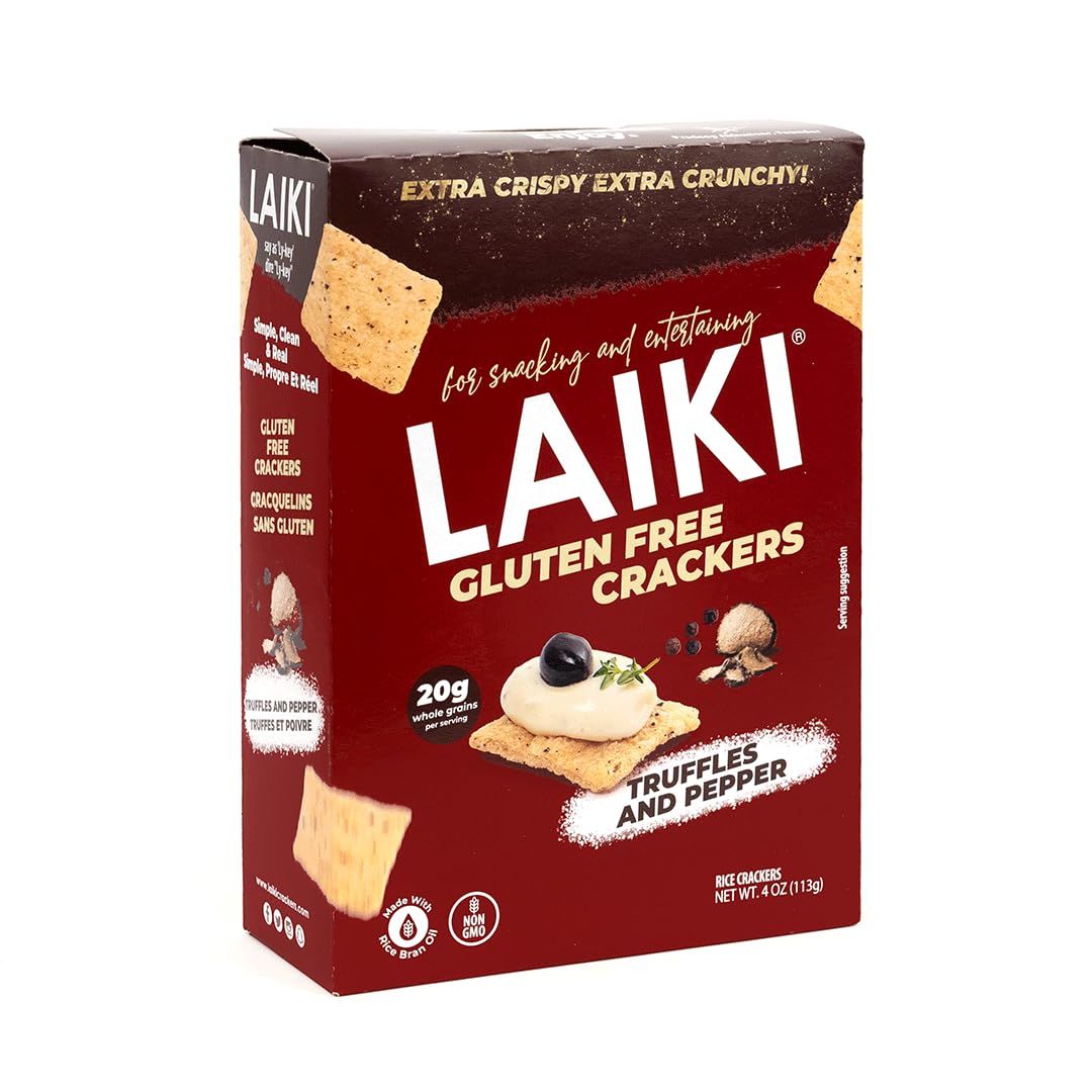 Gluten Free Crackers Truffles and Pepper Flavor Healthy Snacks Whole Grain Brown Rice Almond Flour Crackers Alternative Crispy Crunchy Tasty Snack Vegan Low Carb Light Snacks (Pack of 1)