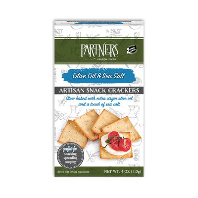 Partners Snack Crackers, Olive Oil &amp; Sea Salt, 4 Ounce (Pack of 6), Made with Real Ingredients, Non-GMO, Kosher