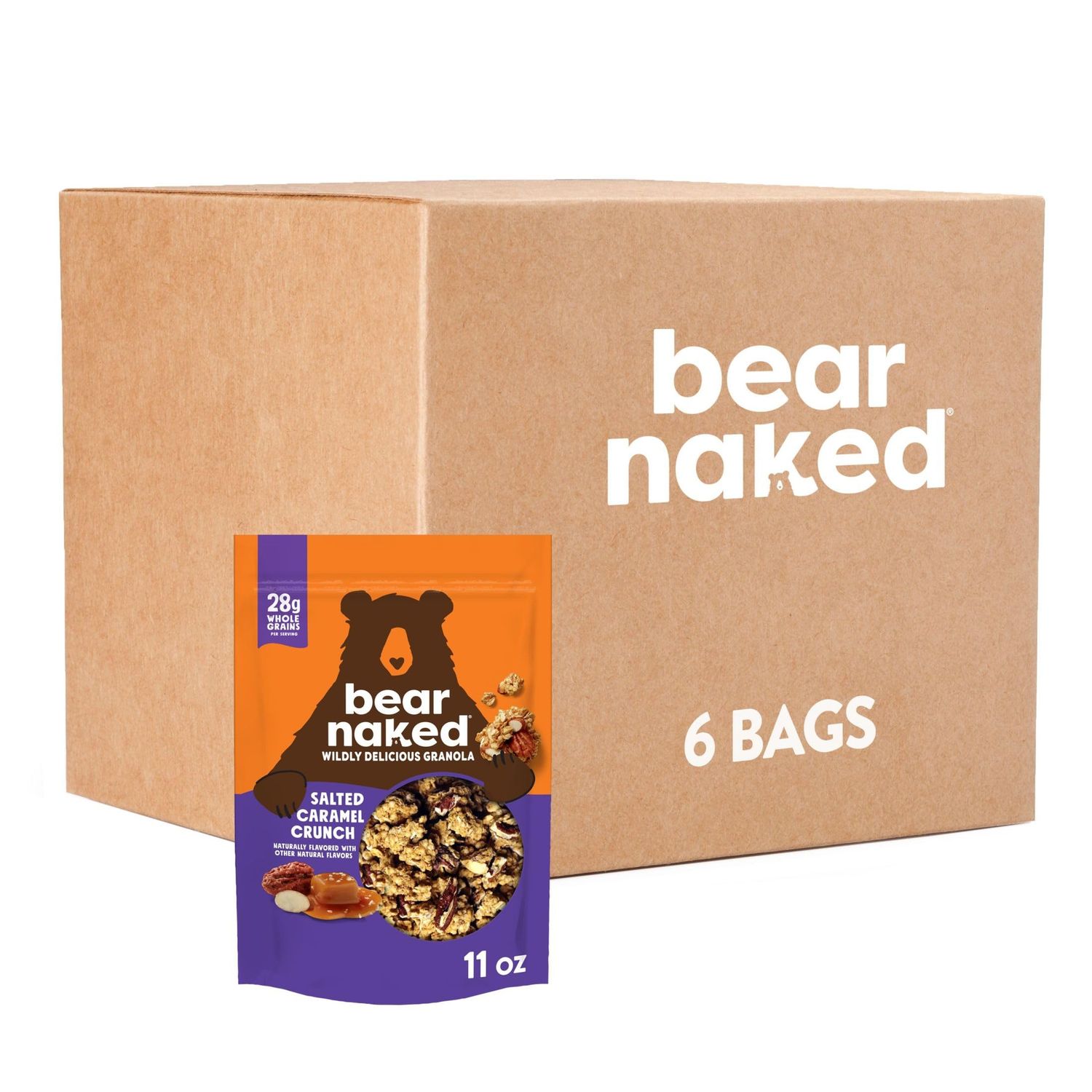 Bear Naked Granola Cereal, Whole Grain Granola, On-the-Go Snacks, Salted Caramel Crunch, 11oz Bag (1 Bag)