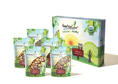 Organic Holiday Gift Set - Contains Pistachios, Walnuts, Almonds, Hazelnuts, and Pumpkin Pepitas. Unique Variety of Non-GMO, Raw, and Roasted Snacks for Men, Women, Best Friend