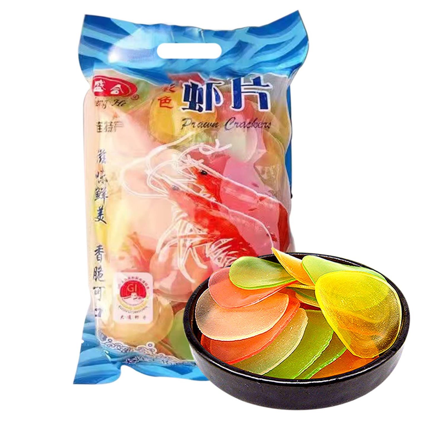 Shrimp Chips Snacks Uncooked Prawn Flavor Chip,17.6oz/500g Uncooked Crispy Potato Chips &amp; Crisps and Delicious Prawn Slices Quick Frying Coloured Chips for Party Appetizers