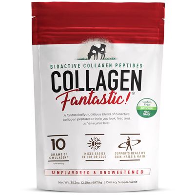 Collagen Fantastic Hydrolyzed Collagen Peptides Powder (90 Servings) - Grass Fed Bovine Collagen Protein Powder Type 1 &amp; III for Joint, Bone &amp; Skin Support - Gluten Free, Soy Free &amp; Non-GMO (2.2 Lb)