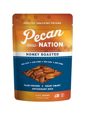 Pecan Nation Honey Roasted Georgia Pecans, 8 oz., Natural, No Preservatives, Anti-oxidant Rich, Non-GMO, Irresistible Healthy Snacking Pecans for Adults and Kids