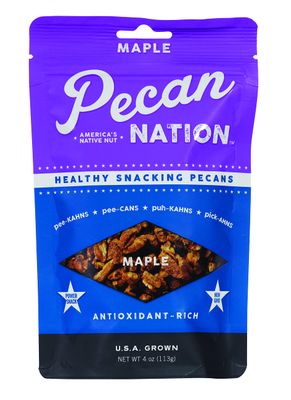 Pecan Nation Maple Flavored Roasted Sweet Pecan Pieces 4 oz., Natural, No preservatives, Antioxidant-Rich, Non-GMO, Healthy Nut Snack for Adults and Kids