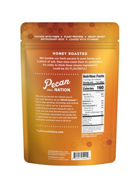 Pecan Nation Honey Roasted Georgia Pecans, 8 oz., Natural, No Preservatives, Anti-oxidant Rich, Non-GMO, Irresistible Healthy Snacking Pecans for Adults and Kids