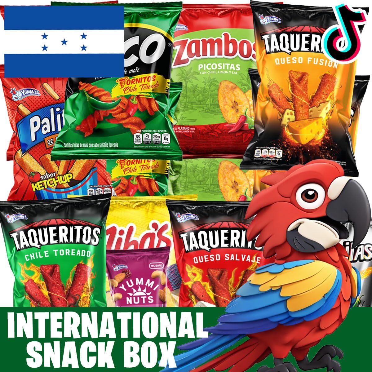 Charloo Foreign Snack Box  FREE Surprise! - Honduras Exotic Snacks Foreign Snacks Weird Snacks Weird Food Unique Snacks from Honduras 9Pcs Variety Pack