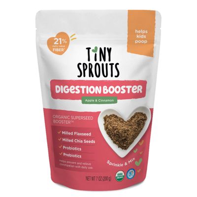 Organic Milled Chia &amp; Flax Seed Digestion Blend with Vitamin D  PROBIOTICS Prebiotic Fiber Superseeds for 6M Babies Toddlers &amp; Kids for Digestive Support (Apple &amp; Cinnamon, 7oz x 1 Pack)