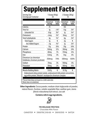 Isagenix Tri-Release Protein - Advanced Muscle Recovery - 25g of Protein - Three-Stage Protein Release for Sustained Absorption - Non-GMO - 19.3 oz - (Chocolate Milk) - Up to 28 Servings - Canister