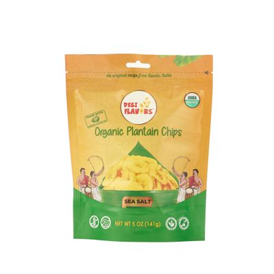 Desi Flavors Organic Plantain Chips  Kerala Banana Chips  Healthy Coconut Oil Plantain Chip Snacks  Sea Salt  10 oz (Pack of 2 Bags)