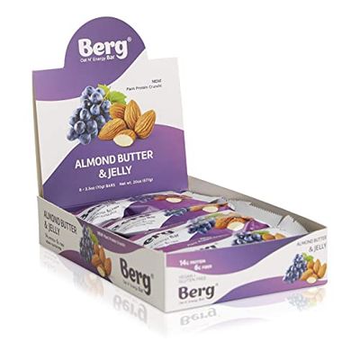 Berg Oat N&#39; Energy Bar  Almond Butter Jelly  Plant Based Protein Bar  Non-GMO, Gluten Free, Nut Free and Vegan  Low Sugar, Healthy Snack Bar  High Fiber  On The Go  2.5oz (8 Packs)