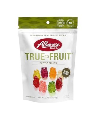 Albanese World&#39;s Best True to Fruit - Exotic Fruits Gummies, 7.75oz Bag of Candy, Individually Wrapped Soft &amp; Chewy Candy Snacks