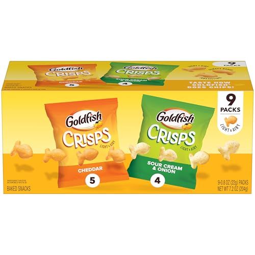 Goldfish Crisps Baked Chip Crackers Variety Pack, 0.8 Oz Snack Packs, 9 Pk