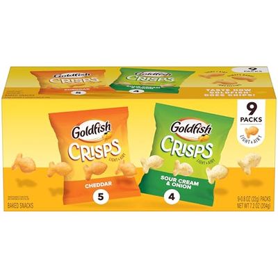 Goldfish Crisps Baked Chip Crackers Variety Pack, 0.8 Oz Snack Packs, 9 Pk