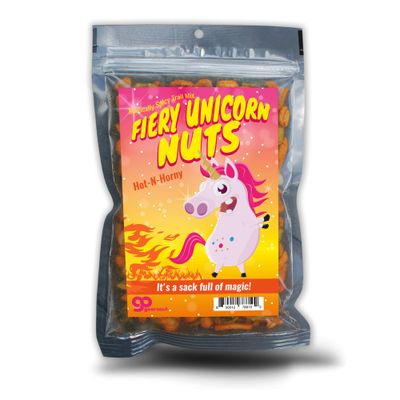 Fiery Unicorn Nuts Spicy Trail Mix - Funny Unicorn Design - Spicy Snacks for Women and Men - Premium Blend, Made in the USA