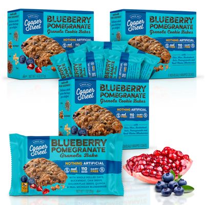 Cooper Street Granola Bakes - Breakfast Chewy Healthy Granola Bars  Blueberry Pomegranate Flavor  Individually Wrapped Healthy Breakfast Bars  6 oz  3 Pack