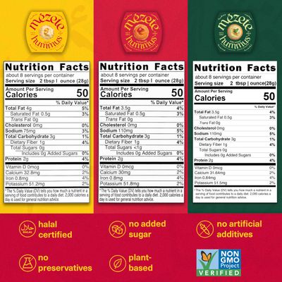 Mezete All-Natural Dip Snack Pack  No Added Oils  Preservatives-Free Variety Pack  Halal  Vegan Dips &amp; Spreads  Authentic Middle Eastern Taste  Great for Pita, Chips &amp; Charcuterie  Pack of 6
