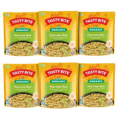 Tasty Bite Organic Thai Lime Rice, 8.8 Ounce, Pack of 6, Ready to Eat, Microwavable, Vegan, Gluten-Free