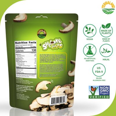 Terraland Shiitake Chips - Wasabi, Crispy & Crunch Mushroom Snack, Non GMO, Idea As a Standalone Snack, Topping for Salads and Soups 2.12oz Bag - Pack of 2