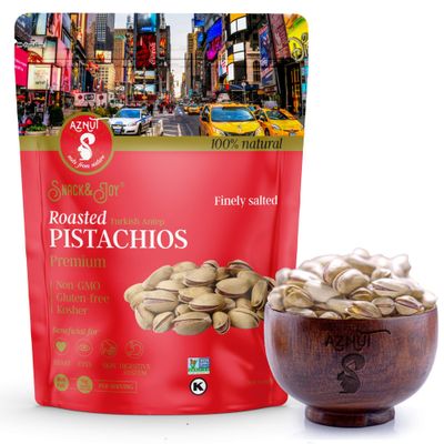AZNUT Turkish Antep Roasted Salted Pistachios 5 LB (2 set of 2.5 LB), 100% Natural Premium Quality Class A, Non GMO Project Certified, Kosher Certified, Great Snacks, Resealable Bag
