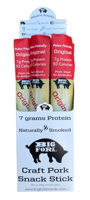 Craft Pork Meat Stick, High Protein Snack Sticks, Original Flavor, 6 X 1 oz. Sticks, 50 Calories, 7g Protein, Soy-Free, Gluten-Free, Waygu of Pork - Big Fork