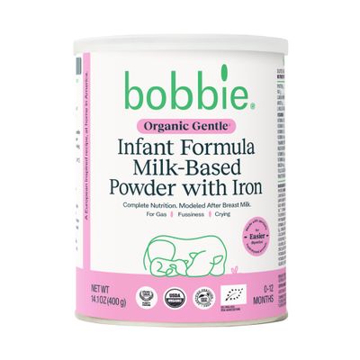 Bobbie Organic Gentle Infant Formula, Milk Based Powder with Iron, DHA, Vitamin D &amp; 100% Lactose Like Breast Milk, For Fusiness, Crying &amp; Digestive Health, Newborn Baby-12 Months Old, 14.1 oz, 1 Pack