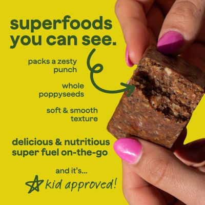The Bomb Co. Blender Bomb Bar, Lemon Poppyseed, Superfood Snack Bar for the Bodys Natural Defense, Almond Butter, Hemp Seeds, Chia Seeds, Flax Seeds, Lemon Juice Powder, Sea Salt, Aloe Vera, 9 Bars