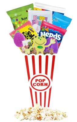 Easter Popcorn Gift Basket for Kids - Prefilled Bunny, Chick, or Frog Themed Movie Night Basket with Snacks, Candy, Toys &amp; Popcorn Bowl (Easter Frog)