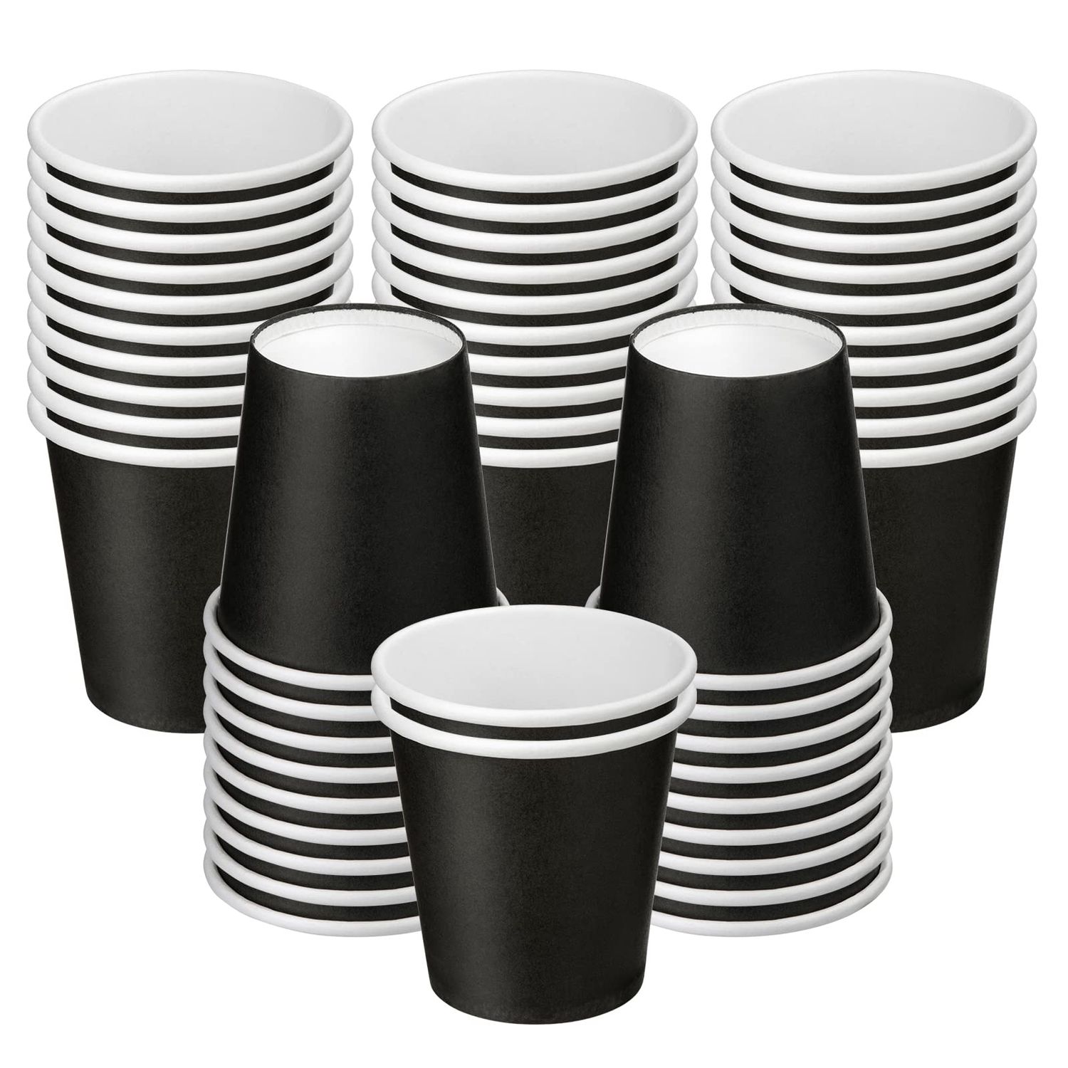 Iuuidu Bathroom Cups 3 oz Black Mouthwash Small Paper Cups - 50 Count for Bathroom &amp; Espresso, Party, Picnic, Travel