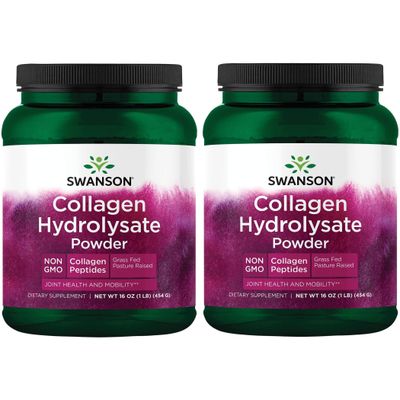 Swanson High Plains Collagen Hydrolysate Powder-Collagen Peptides Powder Supporting Hair, Skin, Nails, and Joint Health-Bioavailable Proteins Promoting Bone, Tissue, and Cartilage Support-(1lb) 2 Pack