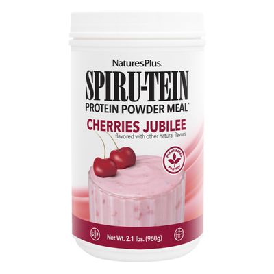 NaturesPlus SPIRU-TEIN, Cherries Jubilee - 2.1 lbs - Plant-Based Protein Powder - Vegetarian, Gluten Free - 30 Servings