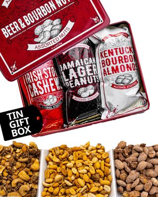 Nuts Gift Basket for Men - Cashews, Almonds, Peanuts in Unique Tin Gift Box - Birthday Gift for Men, Food Gift Basket for Men, Dad, Care Package, Assorted Nuts, Healthy Snack Gift Basket