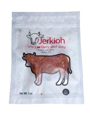 Jerkioh Spicy Curry Premium Beef Jerky - High-Protein, Gluten-Free Snack - Authentic Vietnamese Street Food Flavor - Gourmet, Tender &amp; Savory - Spicy Curry &amp; Chili - Perfect On-the-Go Snack - 1 oz