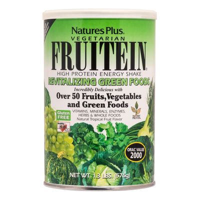 NaturesPlus FRUITEIN Revitalizing Green Foods Shake - 1.3 lbs - Plant-Based Protein (13g/Serving) - Supports Energy &amp; Immune System - Vegetarian, Gluten Free &amp; Non-GMO - 16 Servings