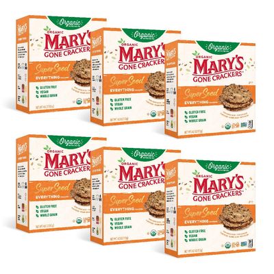 Mary&#39;s Gone Crackers Super Seed Everything Crackers, Vegan Friendly, Kosher, USDA Certified Organic, Gluten Free &amp; Non-GMO, 4 Ounce (Pack of 6)